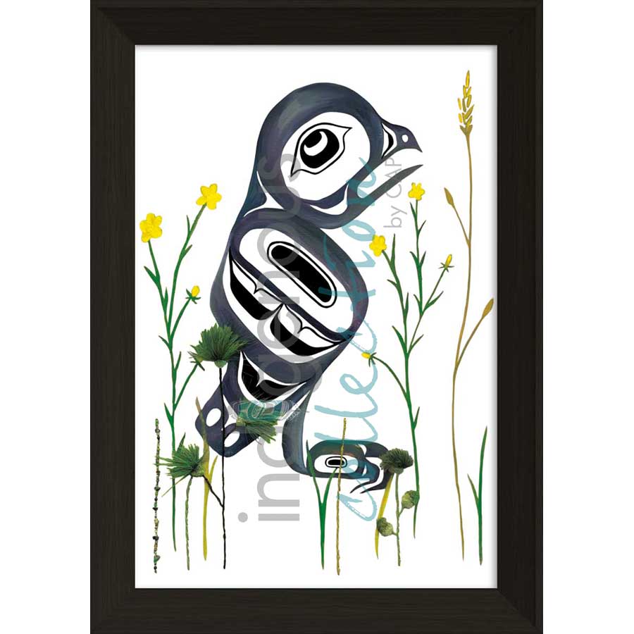 No.2" (Borrowing Owl, 2nd on endangered species list) by artist Carmen Redunante - Nisga'a. Indigenous Collection