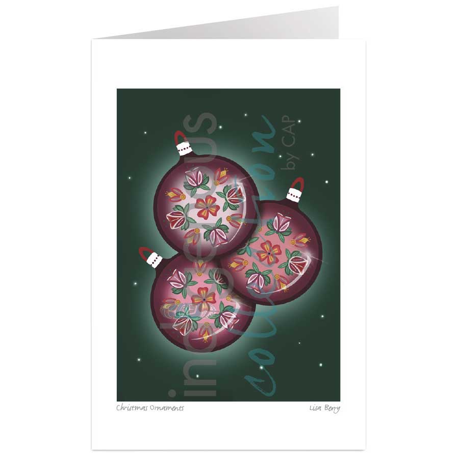 Christmas Ornaments 5 x 7 Art Card by artist Lisa Berry. Indigenous Collection