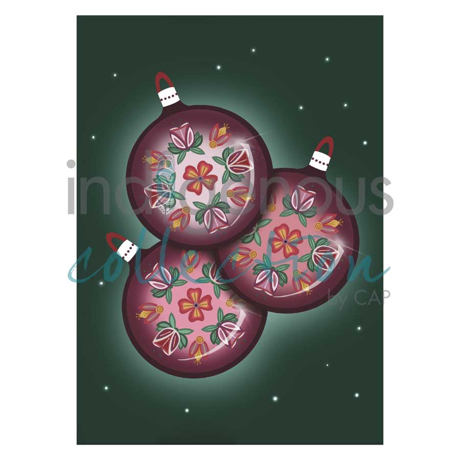 Christmas Ornaments Holiday Magnet by artist Lisa Berry. Indigenous Collection