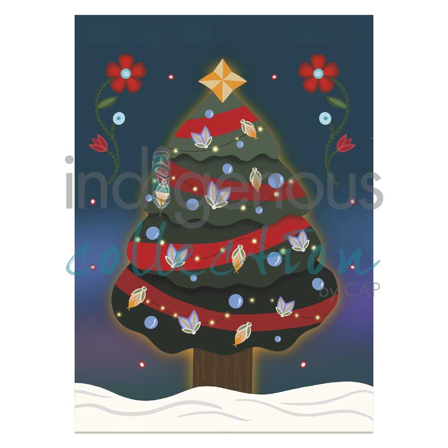 Christmas Tree Holiday Magnet by artist Lisa Berry. Indigenous Collection