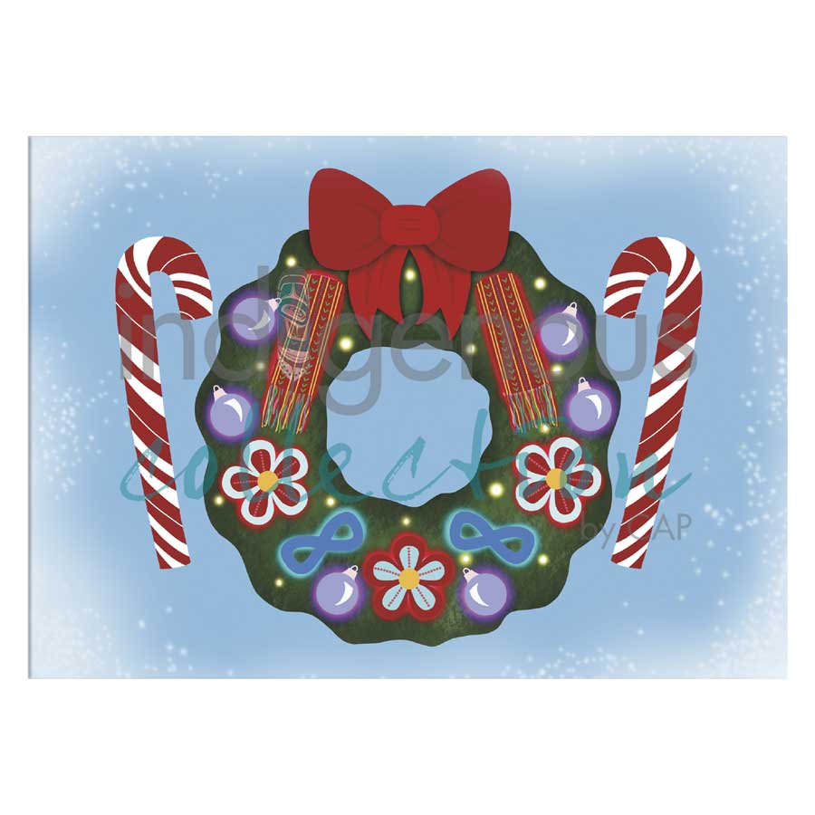 Holiday Wreath Holiday Magnet by artist Lisa Berry. Indigenous Collection