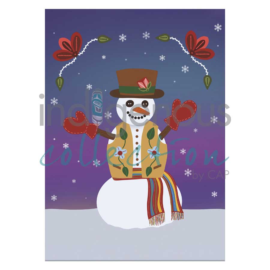 Snowman Holiday Magnet by artist Lisa Berry. Indigenous Collection