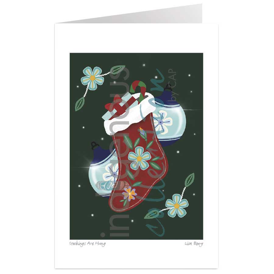 Stockings Are Hung 5 x 7 Art Card by artist Lisa Berry. Indigenous Collection