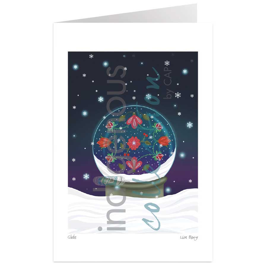 Globe 5 x 7 Art Card by artist Lisa Berry. Indigenous Collection