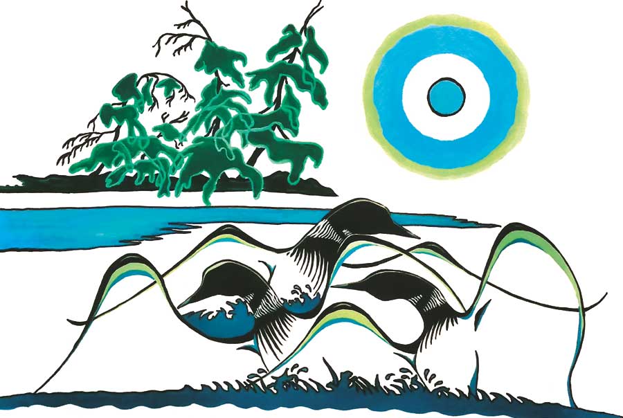 Dancing Loons by artist Arnold Isbister