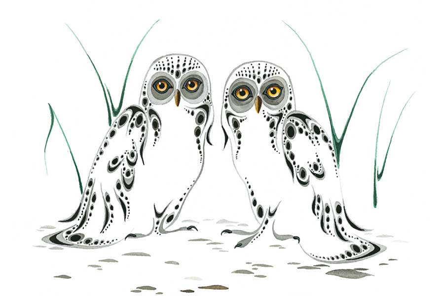 Two Owls by artist Ray Baptiste