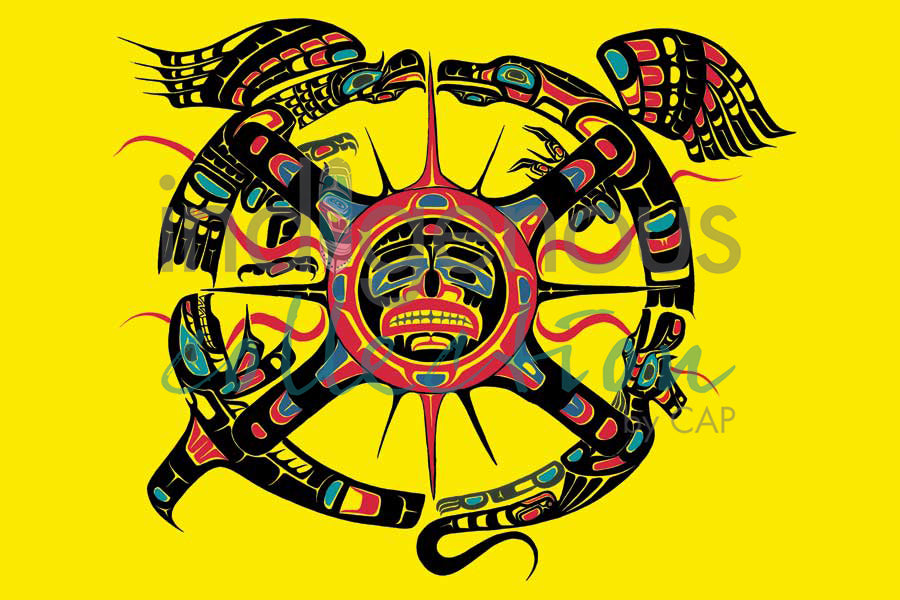 Heiltsuk Clans Sun, Raven, Wolf, Whale, Eagle ‚Äì Strength in Numbers by artist Fred Anderson