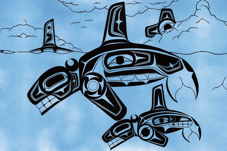 Family of Orcas by artist Terrence Shorty