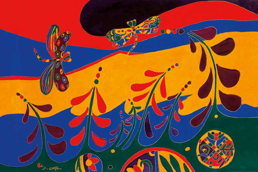 Dragonfly Lupins by artist Dawn Oman