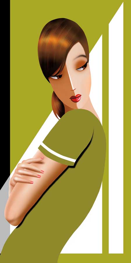 Jennifer in Greens by artist Jordan Bravo