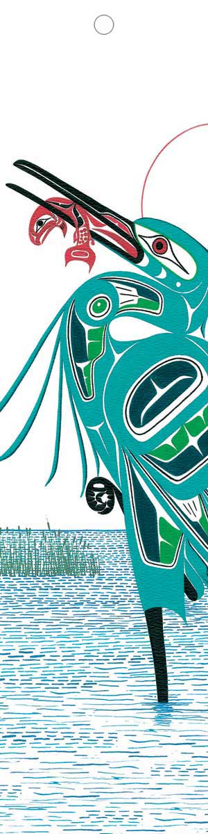 Green Heron Bookmark by artist Richard Shorty