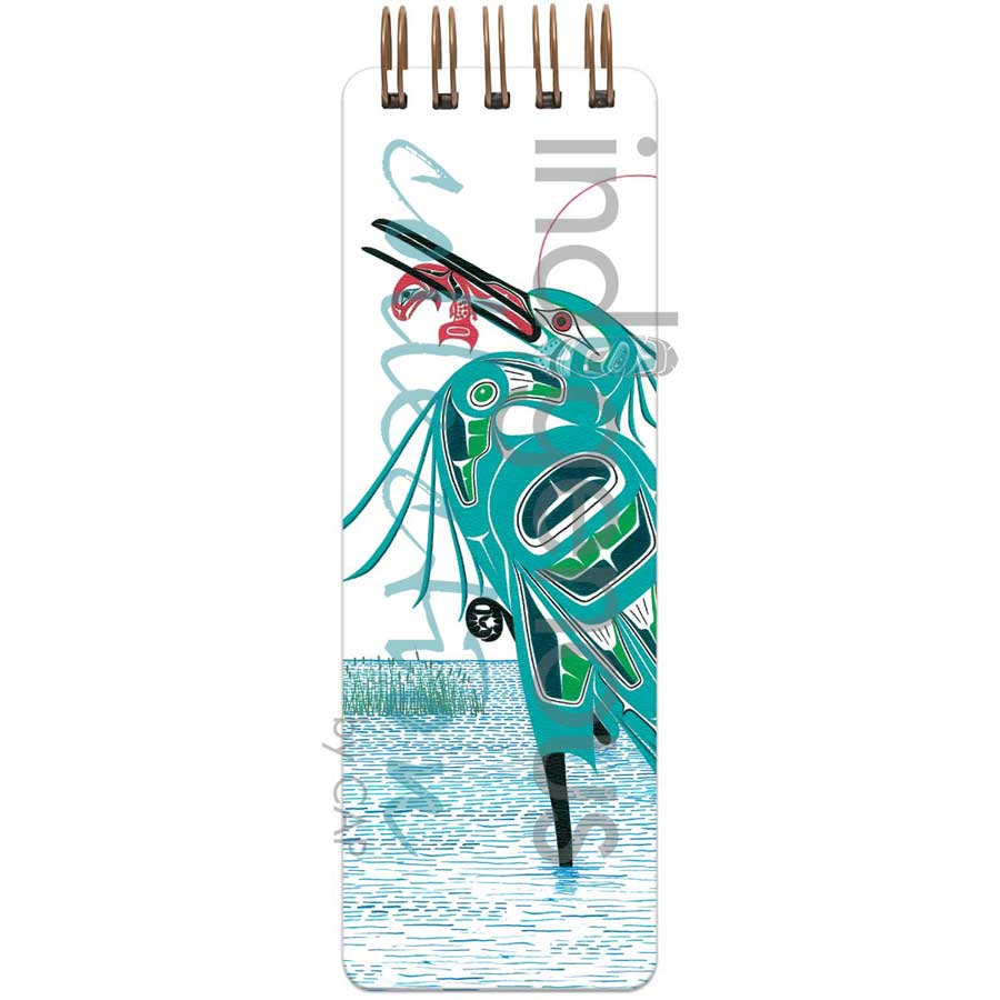 Green Heron Notepad by artist Richard Shorty. Indigenous Collection.