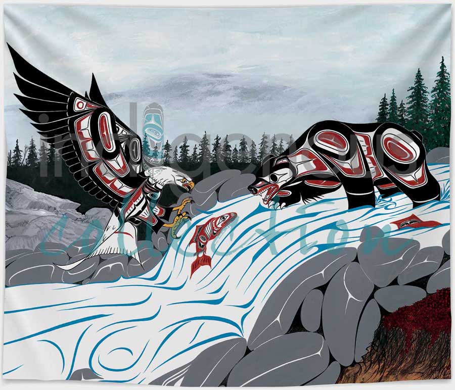 Cycle of Life Fleece Blanket by artist Richard Shorty