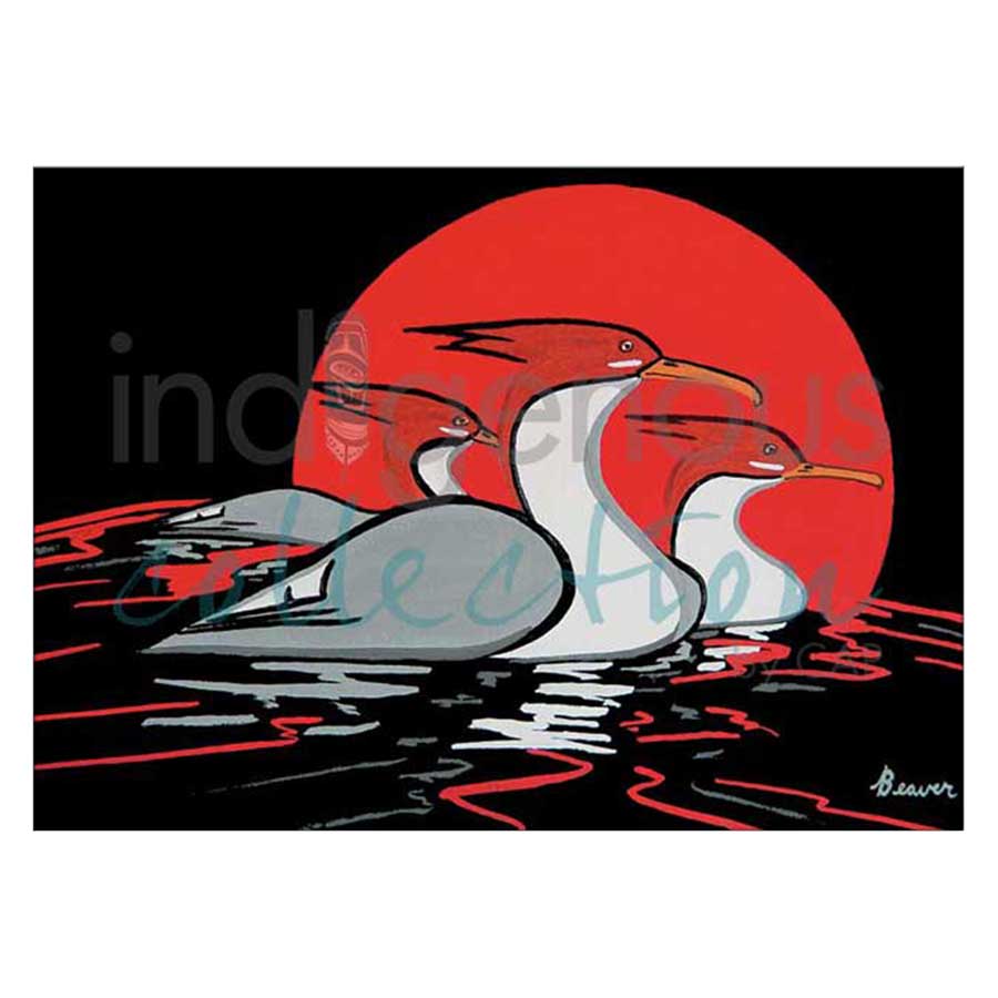 Sunset Trio - Mergansers Canvas Prints