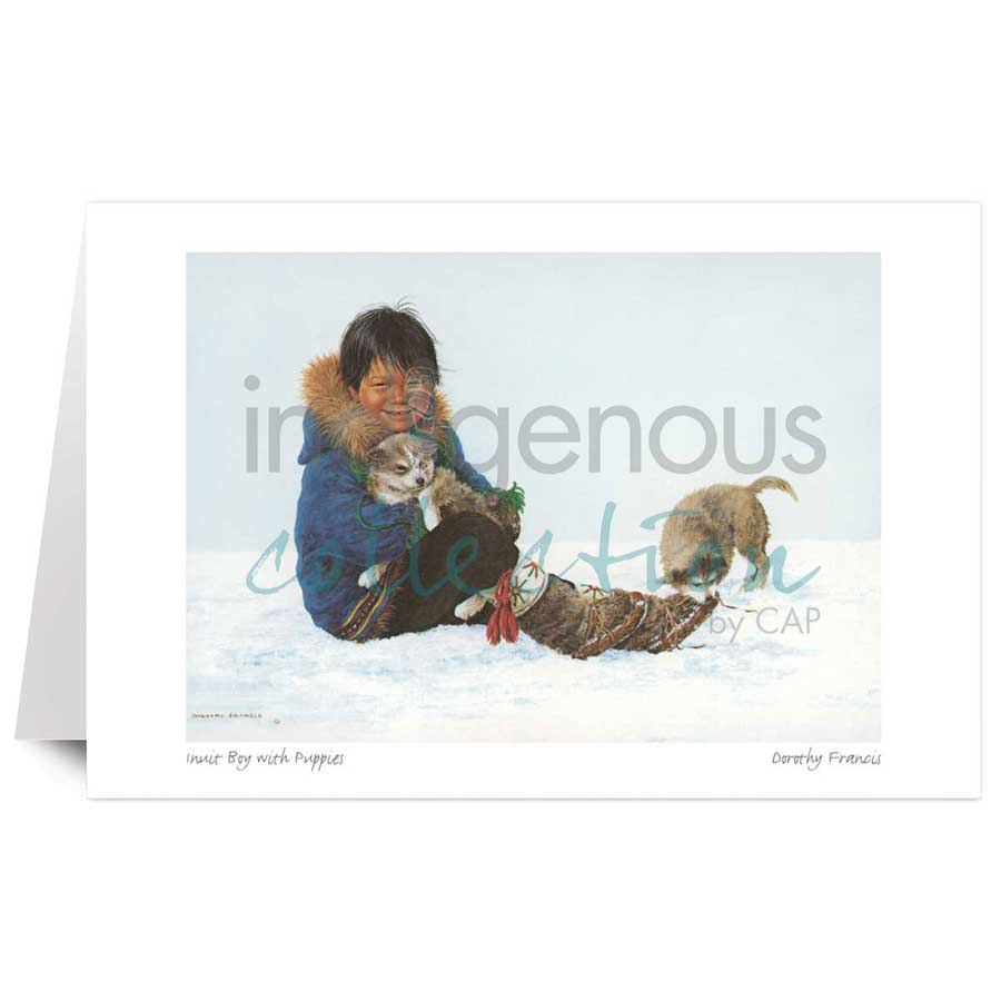 Inuit Boy with Puppies by artist Dorothy Francis