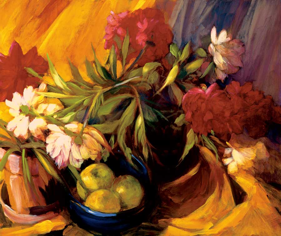 Peonis and Apples by artist  Philip Craig