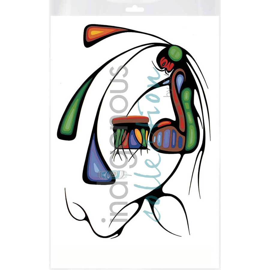The Drum Singer by artist Cecil Youngfox - Ojibway. Indigenous Collection