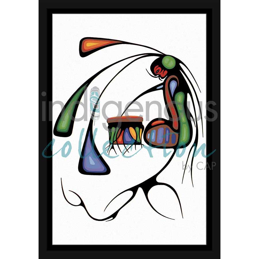 The Drum Singer by artist Cecil Youngfox - Ojibway. Indigenous Collection