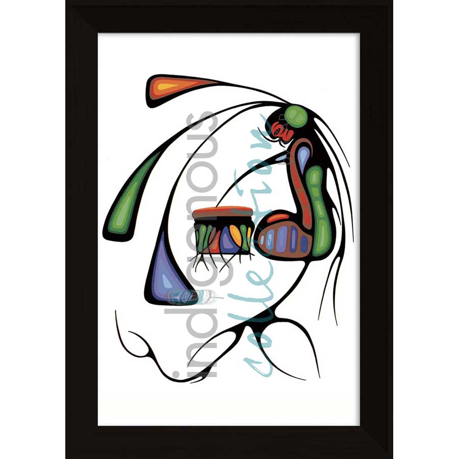 The Drum Singer by artist Cecil Youngfox - Ojibway. Indigenous Collection