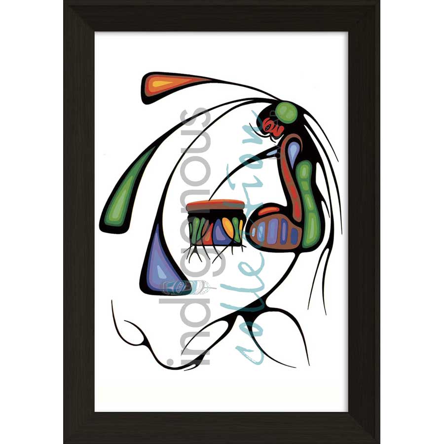 The Drum Singer by artist Cecil Youngfox - Ojibway. Indigenous Collection