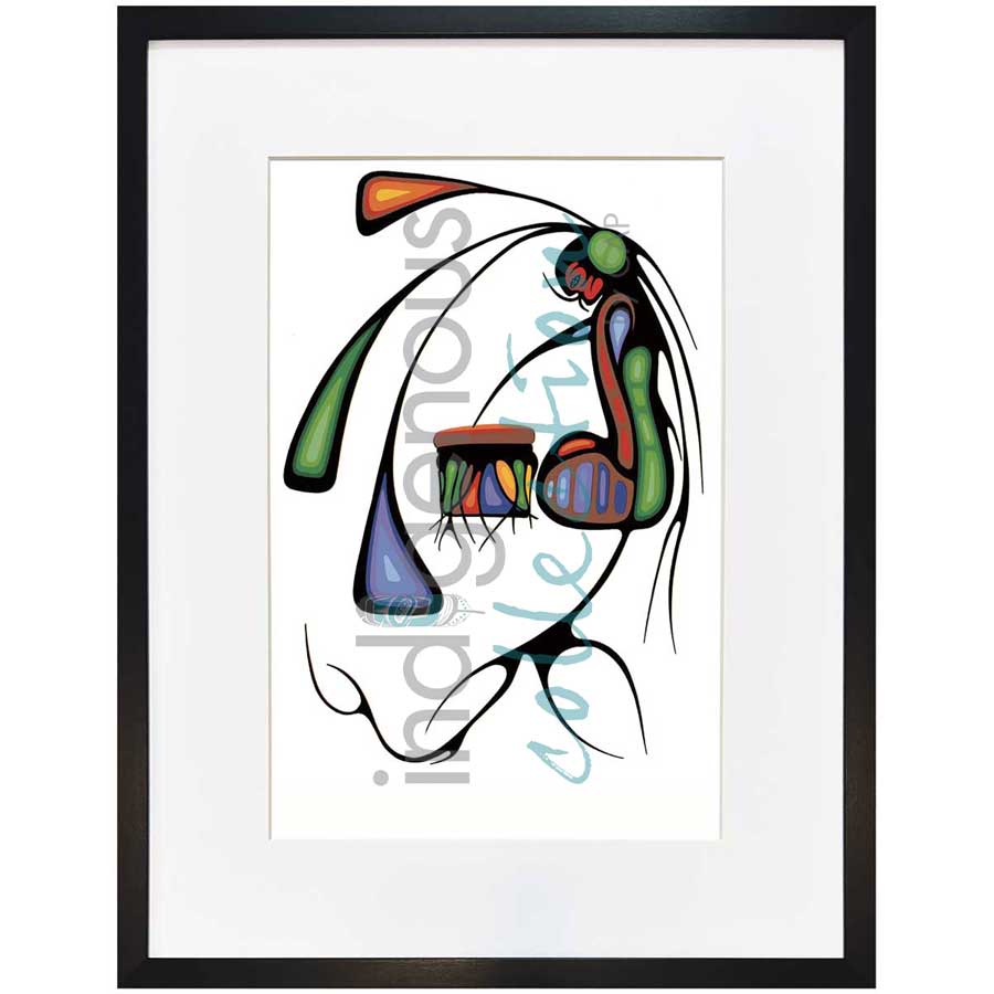 The Drum Singer by artist Cecil Youngfox - Ojibway. Indigenous Collection