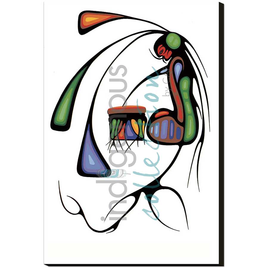 The Drum Singer by artist Cecil Youngfox - Ojibway. Indigenous Collection