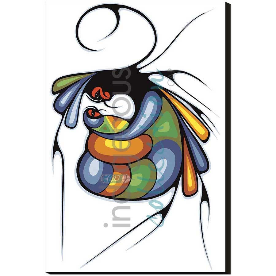 Joyous Motherhood by artist Cecil Youngfox - Ojibway. Indigenous Collection