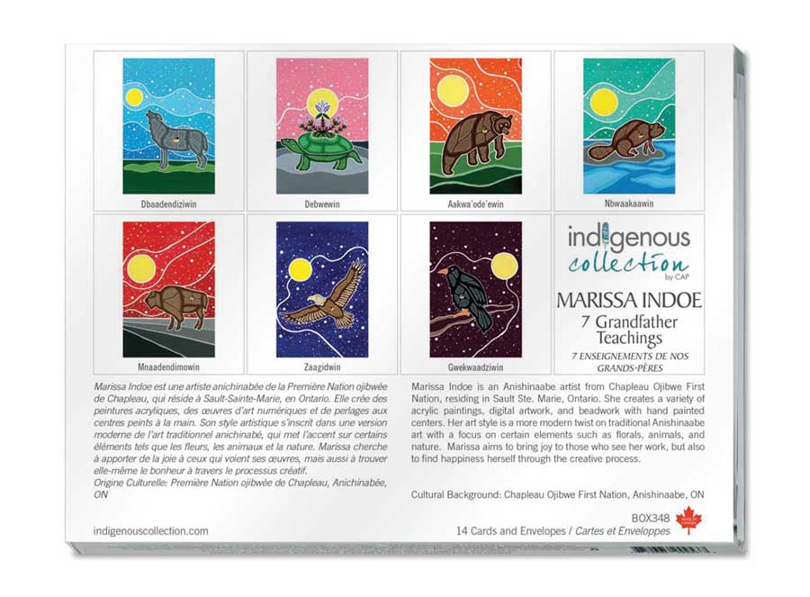 7 Sacred teachings  Boxed Note Cards by artist Marissa Indoe