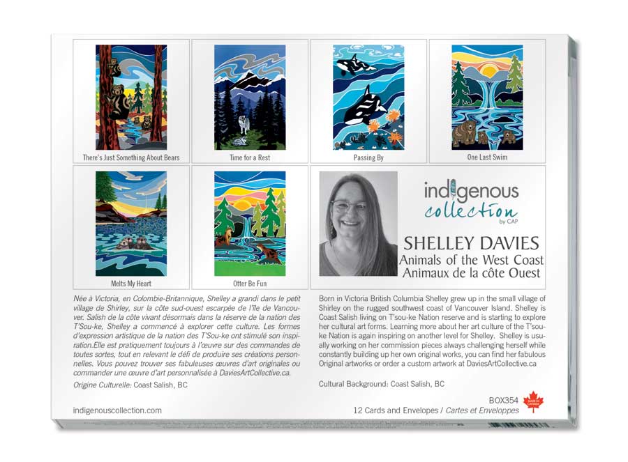 Animals of the West Coast Boxed Note Cards by artist Shelley Davies. Indigenous Collection.