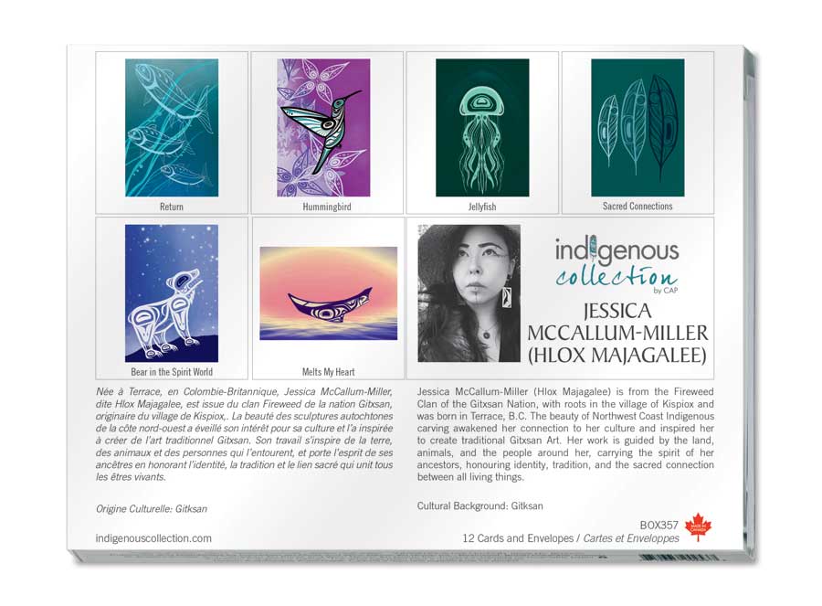 Jessica McCallum-Miller (Hlox Majagalee) Boxed Note Cards by artist Jessica McCallum-Miller (Hlox Majagalee). Indigenous Collection.