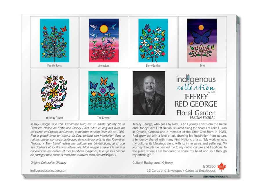 Floral Garden Boxed Note Cards by artist Jeffrey Red George. Indigenous Collection.