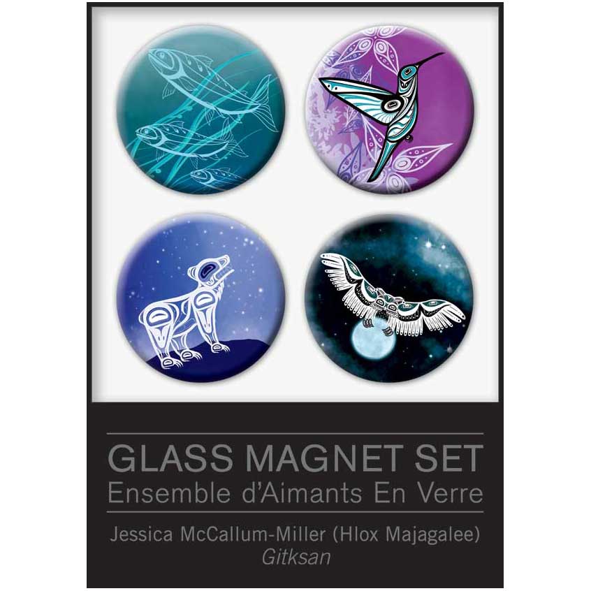  Glass Magnets Set by artist Jessica McCallum-Miller (Hlox Majagalee). Indigenous Collection.