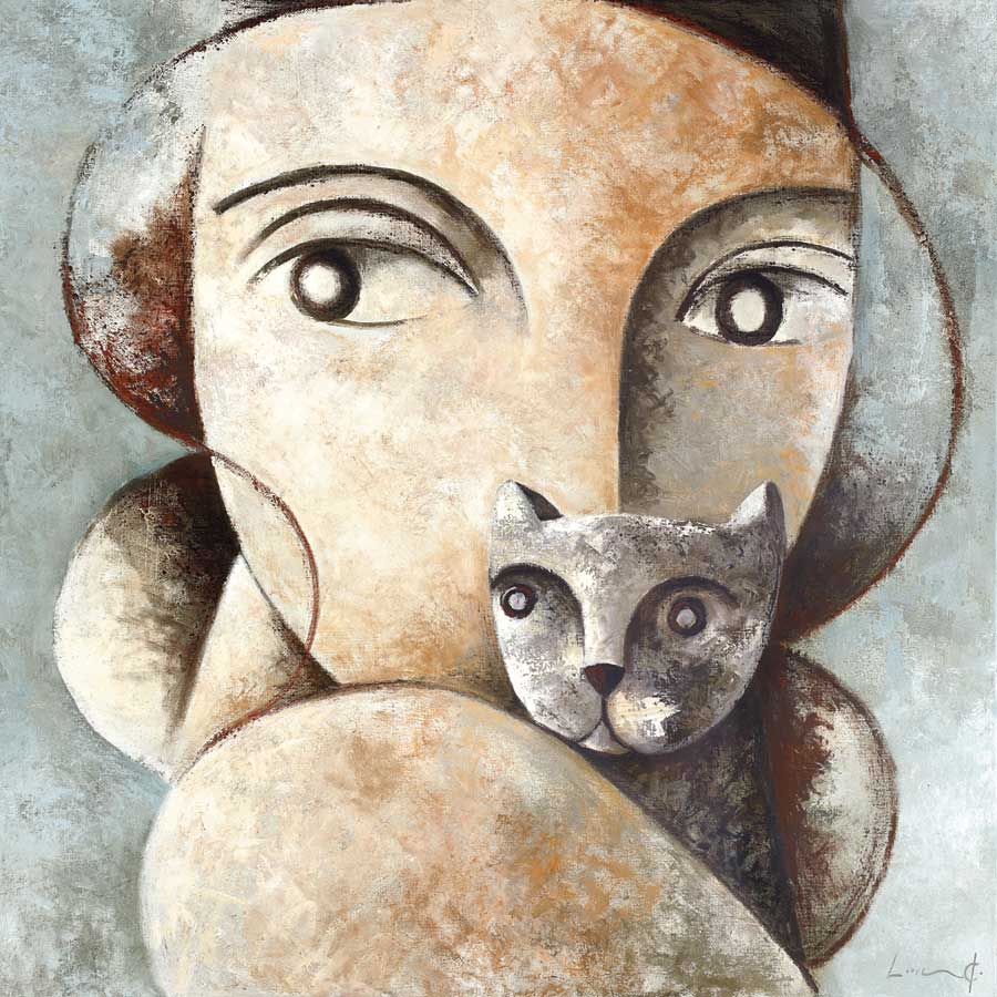 Cat and Woman by artist  Didier Lourenco