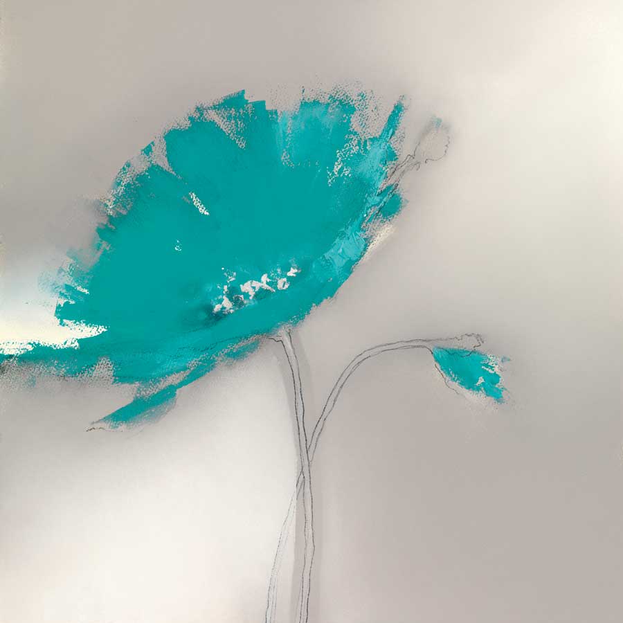 Aqua Platinum Petals I by artist J.P.  Prior