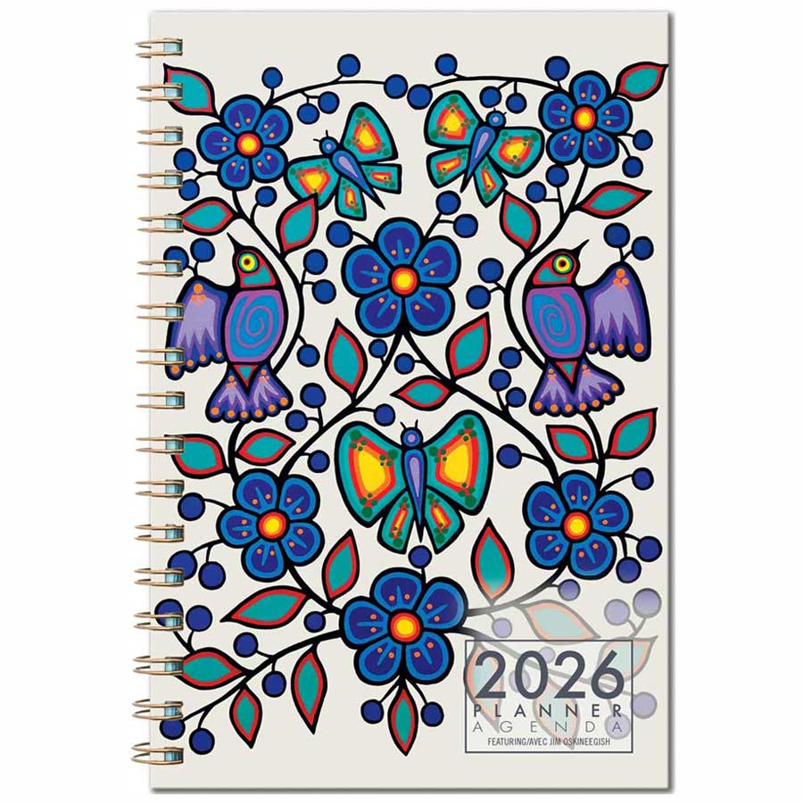 White Floral Garden 2026 Weekly Planner by artist Jim Oskineegish
