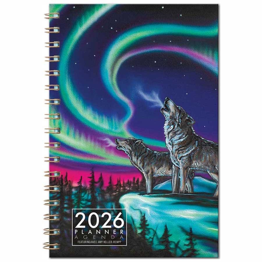 Sky Dance - Wolf Song 2026 Weekly Planner by artist Amy Keller-Rempp