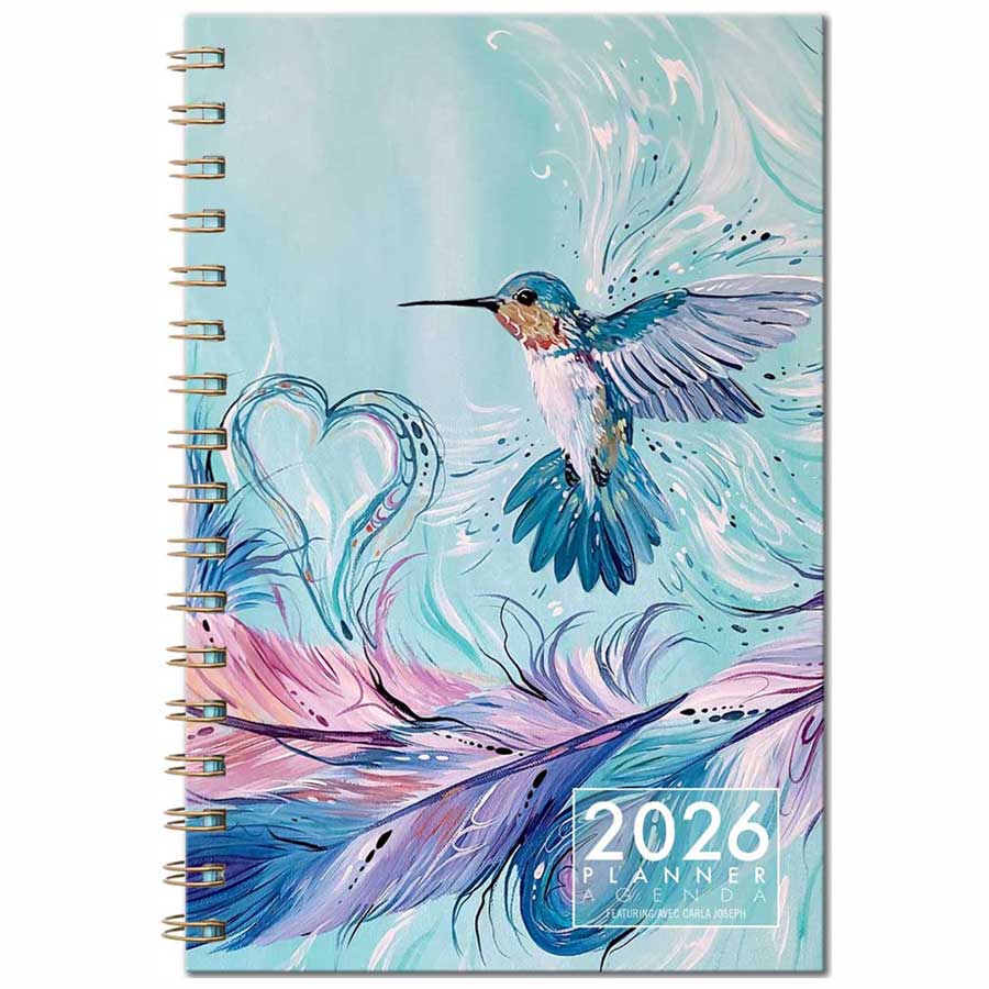 Hummingbird Feathers 2026 Weekly Planner by artist Carla Joseph