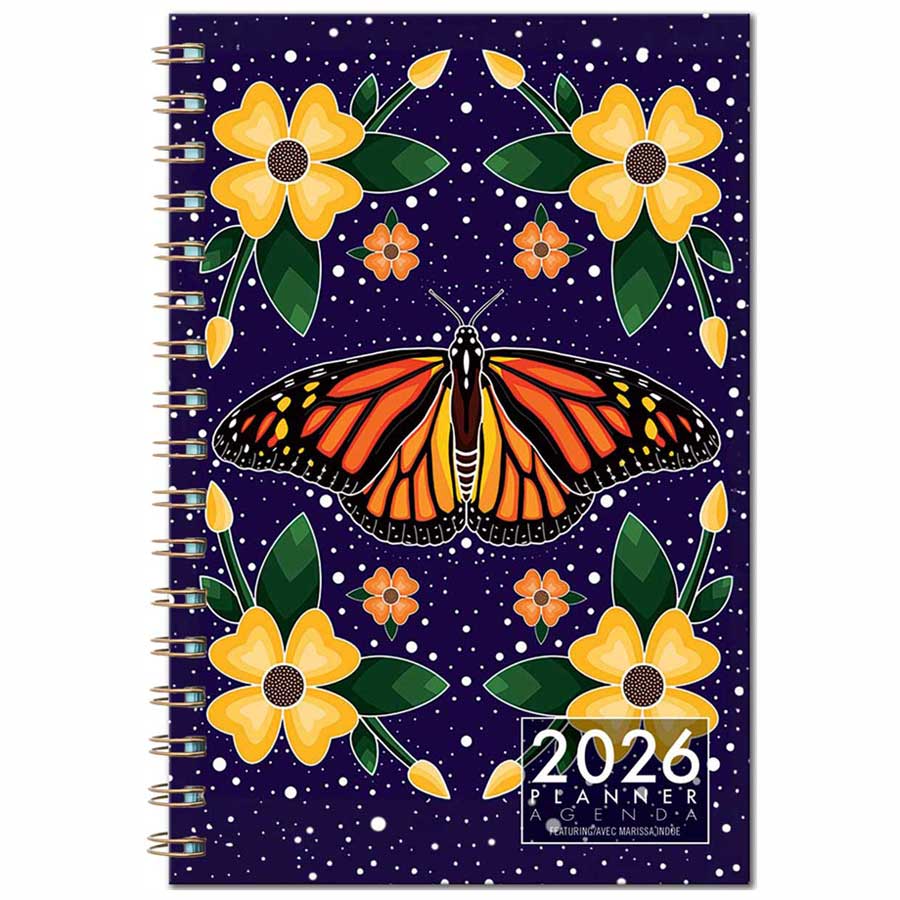Monarch Butterfly 2026 Weekly Planner by artist Marissa Indoe