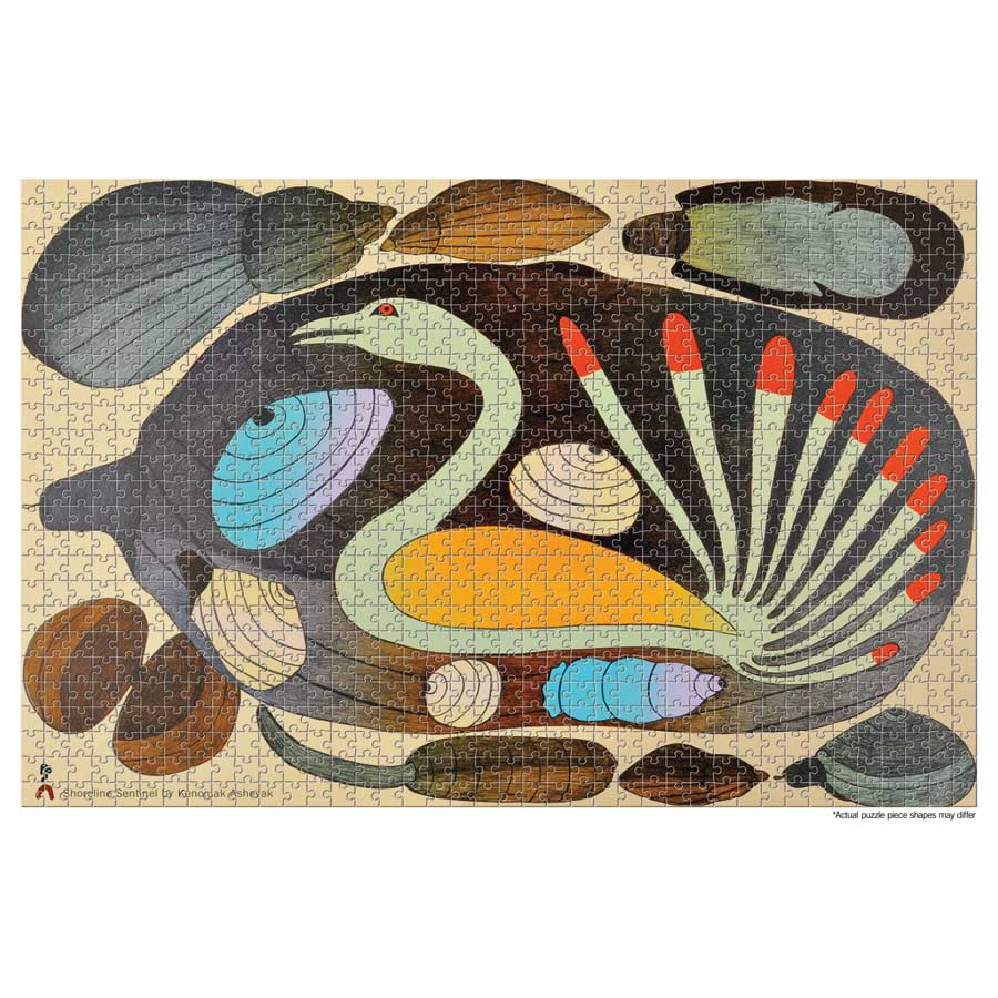 Shoreline Sentinel Puzzle - 1000 Pcs by artist Kenojuak Ashevak. Indigenous Collection.