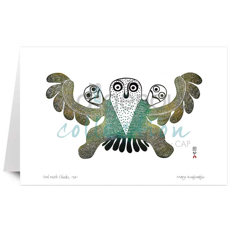 Owl with Chicks by artist Mary Kudjuakju