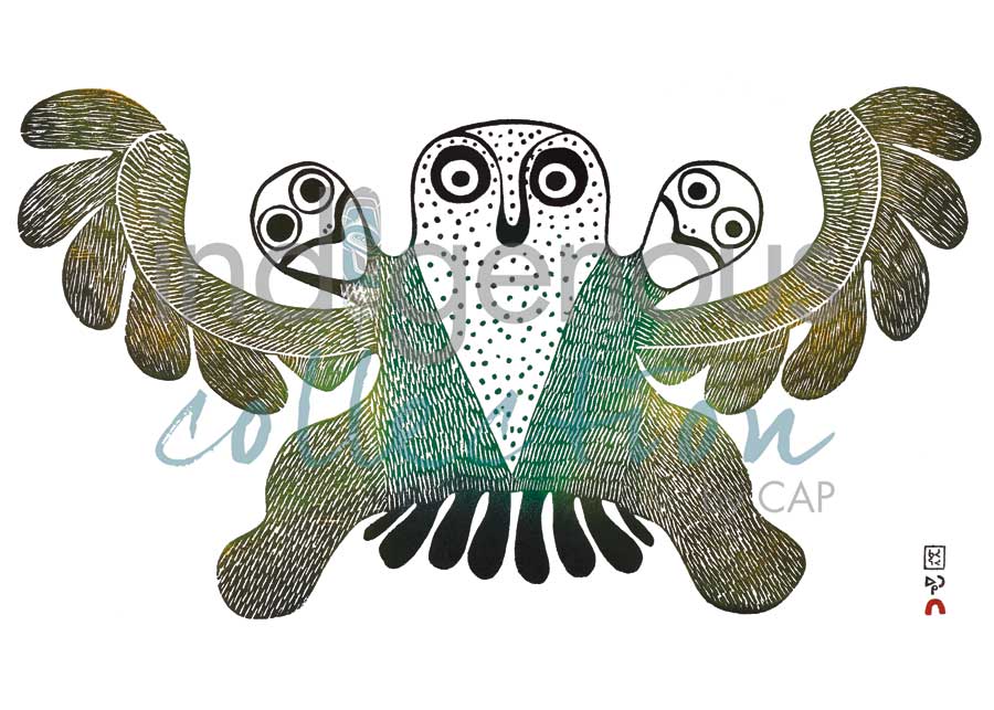 Owl with Chicks by artist Mary Kudjuakju