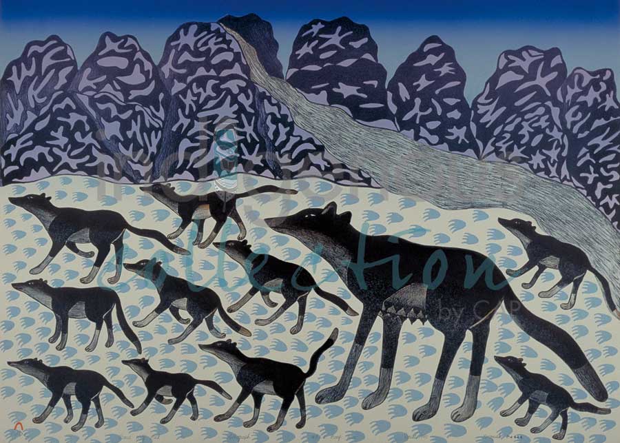Proud Wolf Pack by artist Kenojuak Ashevak