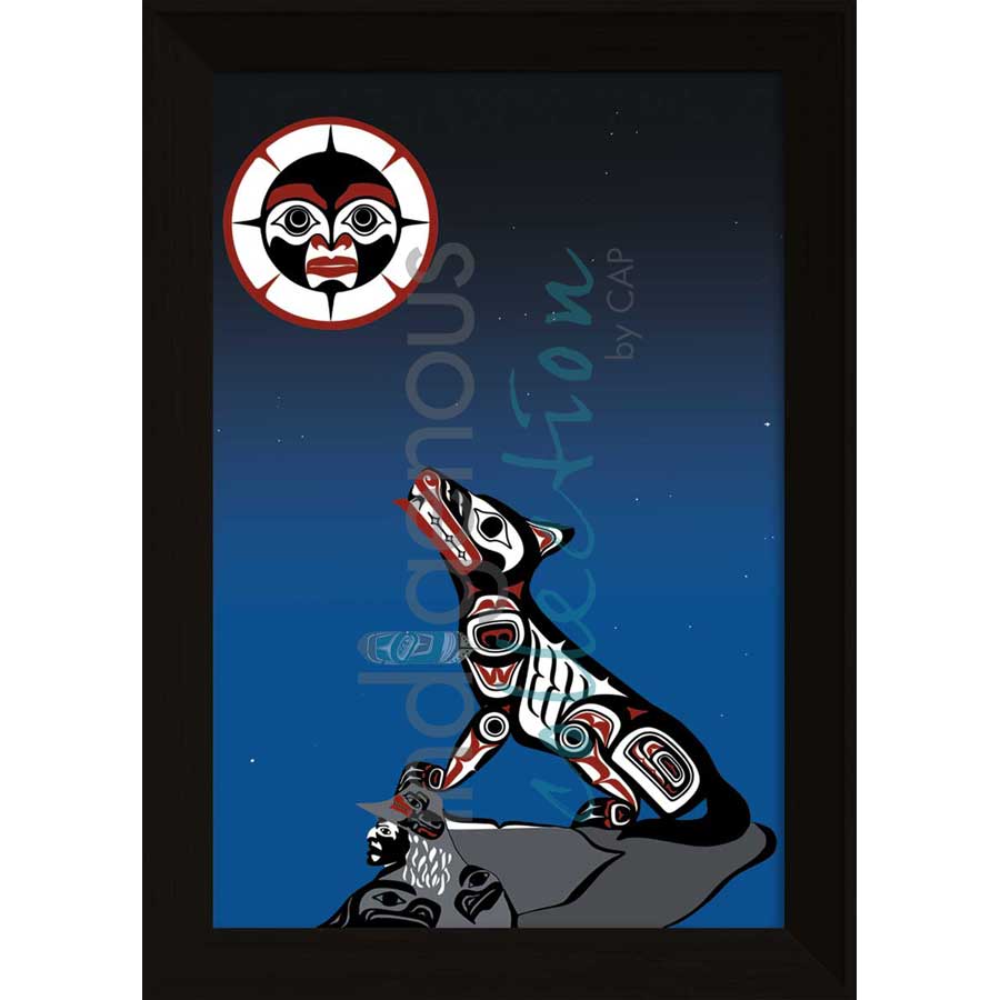 Midnight Wolf by artist Clarence Mills - Haida. Indigenous Collection