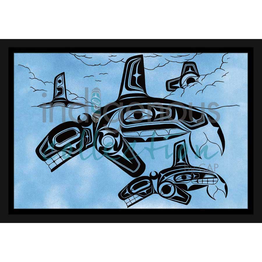Family of Orcas by artist Terrence Shorty - Northern Tutchone. Indigenous Collection