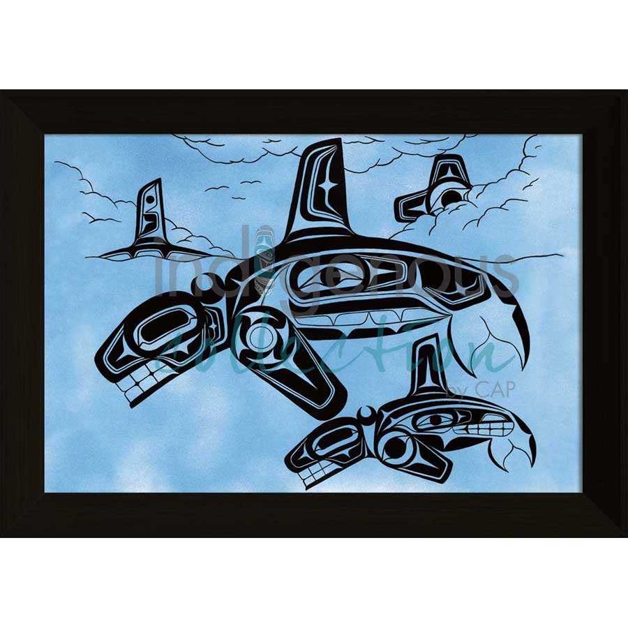 Family of Orcas by artist Terrence Shorty - Northern Tutchone. Indigenous Collection
