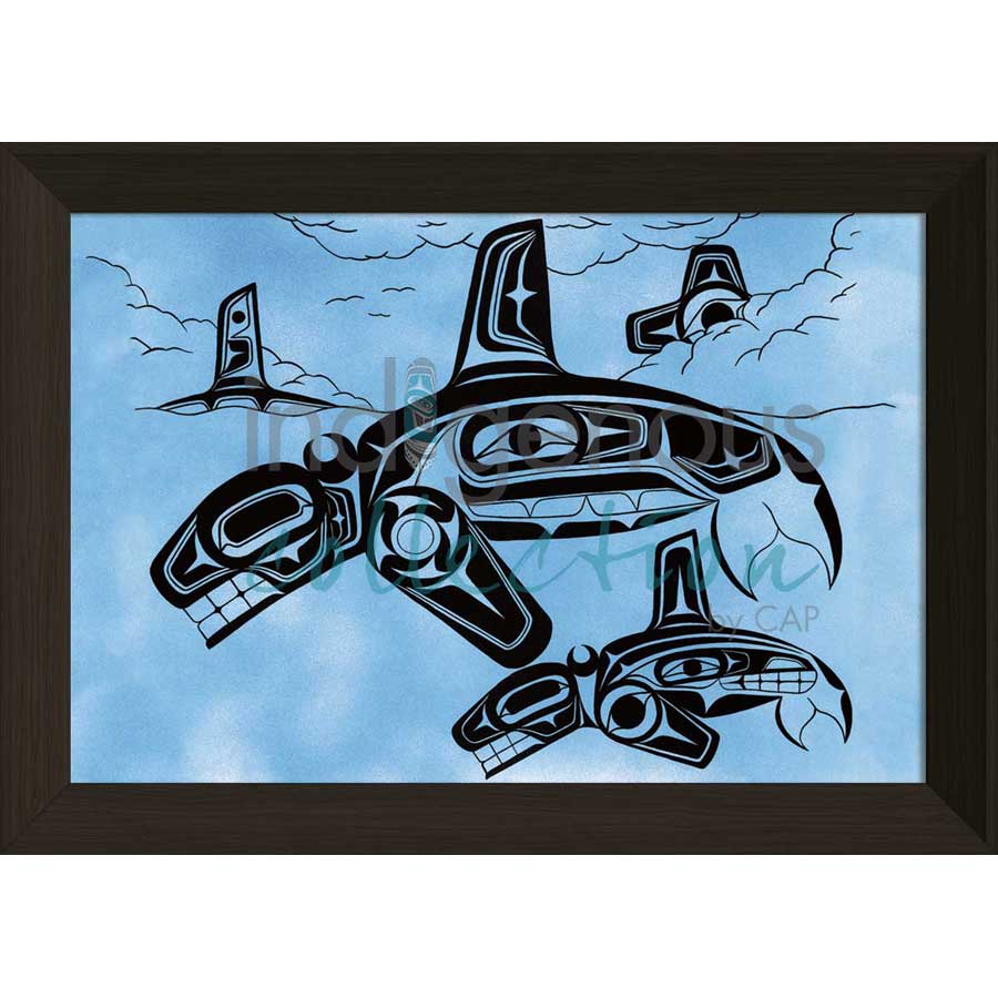 Family of Orcas by artist Terrence Shorty - Northern Tutchone. Indigenous Collection