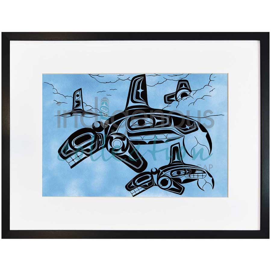 Family of Orcas by artist Terrence Shorty - Northern Tutchone. Indigenous Collection