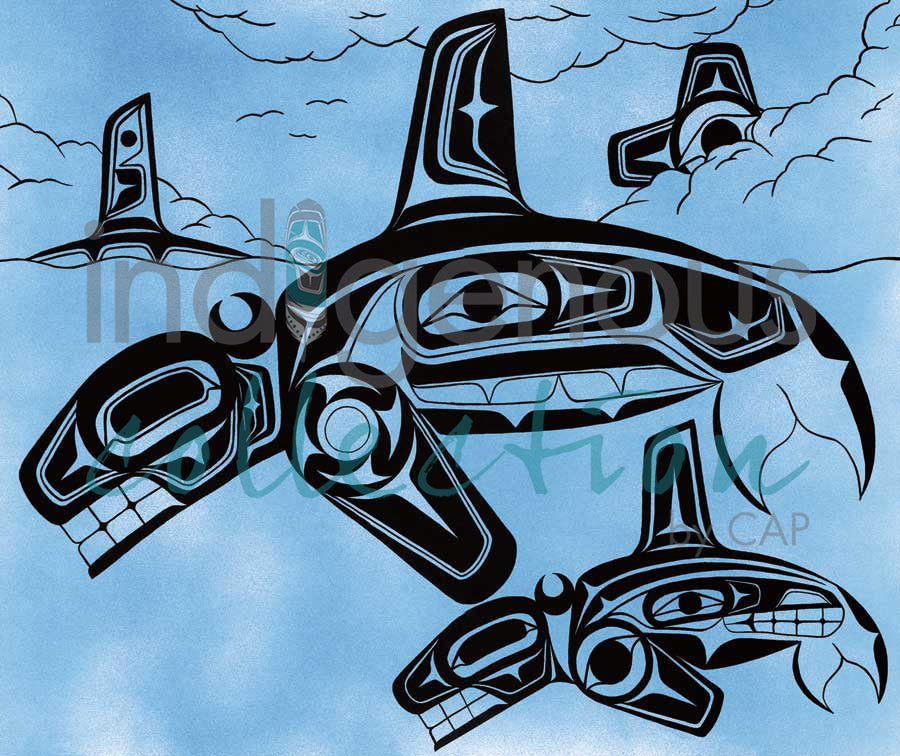 Family of Orcas by artist Terrance Shorty