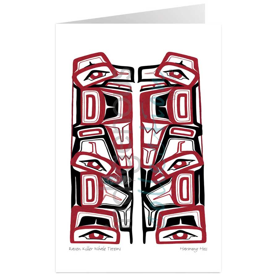 Raven Killer Whale Totems by artist Harmony Hoss