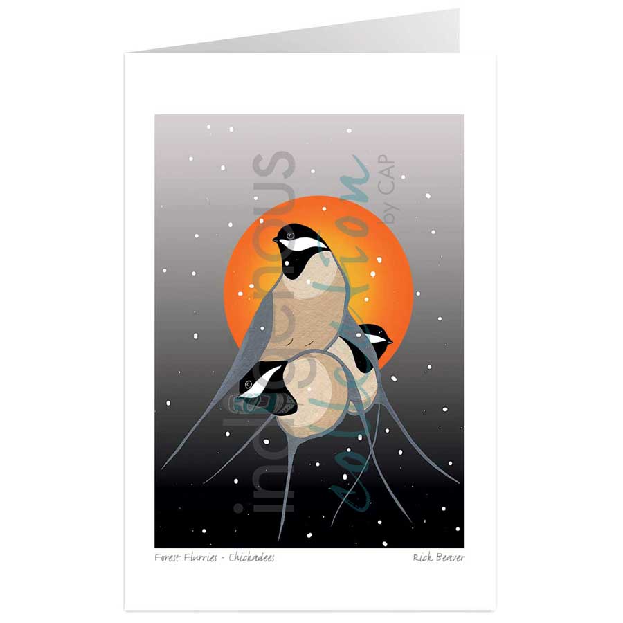Forest Flurries - Chickadees by artist Rick Beaver